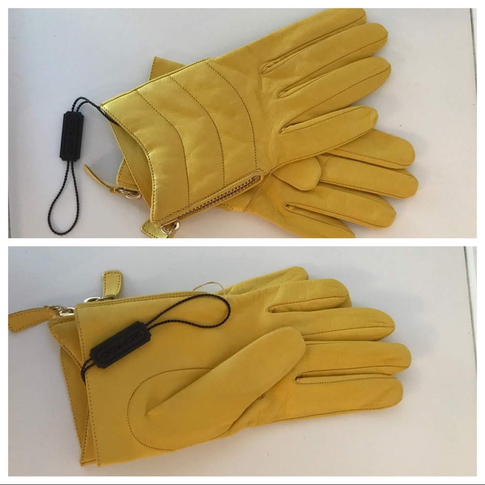 NWT Coach Zip Detail Leather gloves - Size 7
